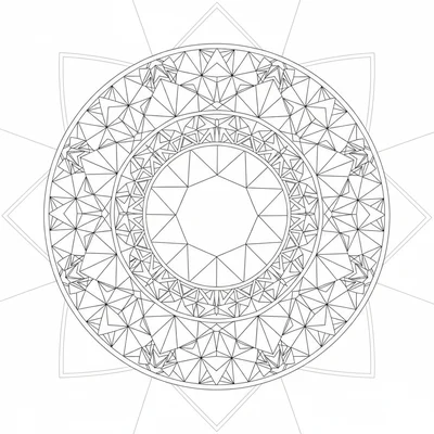 A geometric mandala with a 6-fold symmetry based on repeating equilateral coloring page
