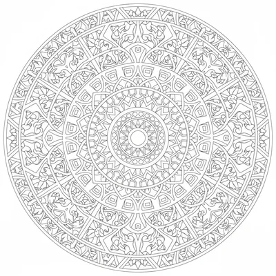 A grand cathedral floor tile mandala inspired by medieval coloring page