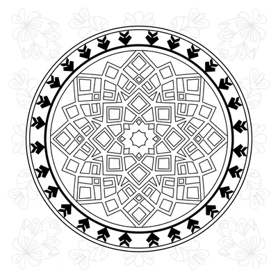 A Hungarian folk-art geometric mandala with 8 sections showing diamond coloring page