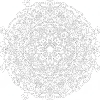 A layered 16-section mandala with 8 rings in which coloring page