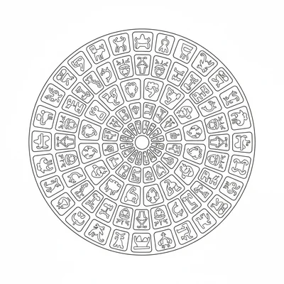 A mandala based on the Phaistos disc spiraling pattern coloring page