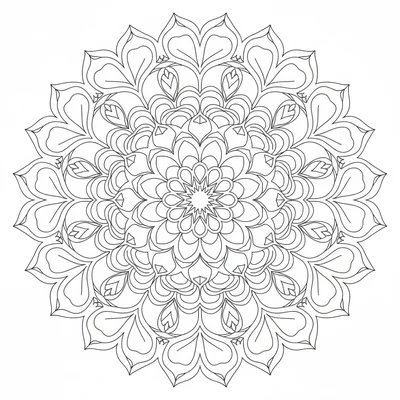 A mandala built from 3 overlapping offset mandalas coloring page