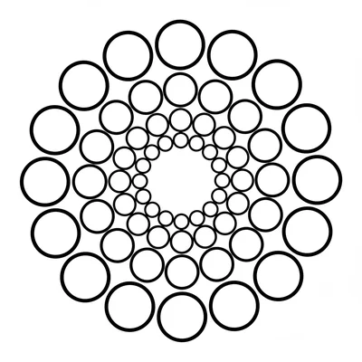 A mandala made entirely of 6 concentric rings of dots, each ring holding 12 coloring page