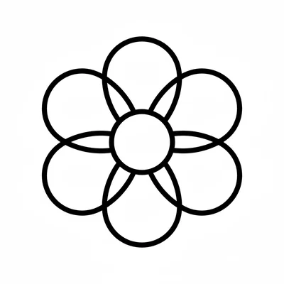 A mandala made of 4 large overlapping circles arranged around a central point coloring page