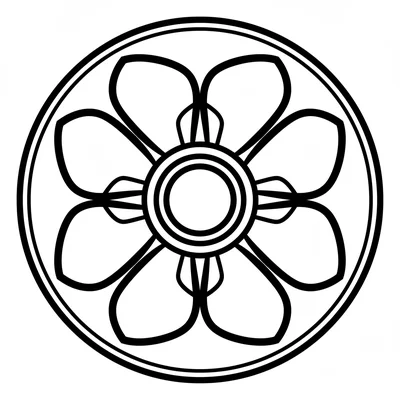 A mandala of 8 large butterfly wing shapes arranged as 4 pairs, each pair coloring page