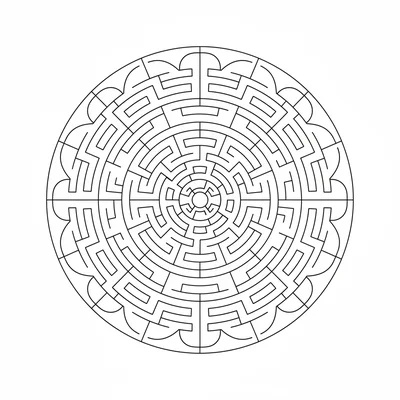 A mandala showing the labyrinthine depth of a single-path coloring page