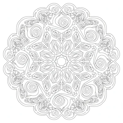 A mandala with 16 sections and 8 rings where the sections are divided coloring page