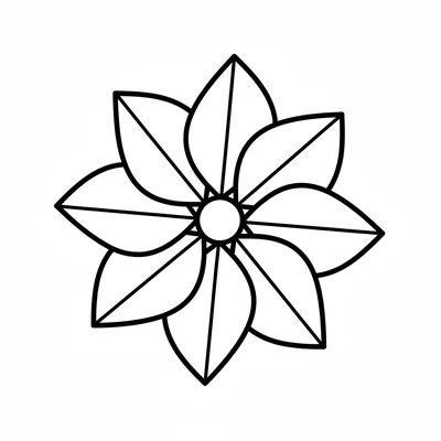 A mandala with 8 large leaf shapes in a ring, each leaf pointing clockwise so coloring page