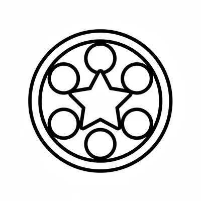 A mandala with a large 5-point star at the center surrounded by a ring of 5 coloring page