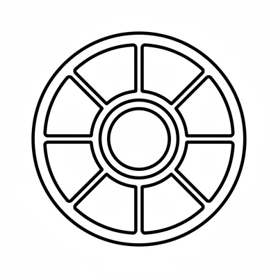 A mandala with a large outer ring, an inner ring, and 6 equally spaced wedge coloring page