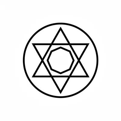 A simple star of david mandala, two overlapping equilateral triangles forming coloring page