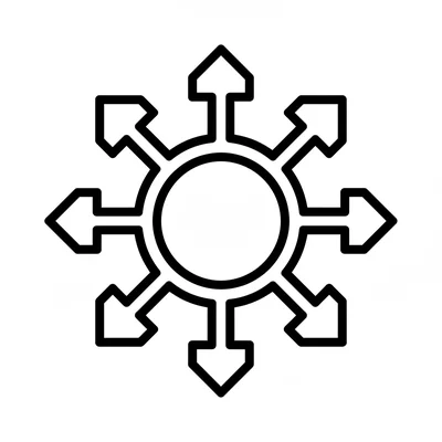A simple tribal-inspired mandala with a central circle, 4 large arrow shapes coloring page