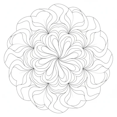 A wave mandala where all pattern elements follow wave-like curves rather than coloring page