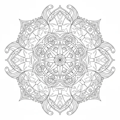 A world map mandala with the continents stylized coloring page