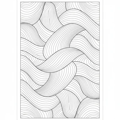 A zentangle abstract composition using 'Keeko', wavy bands following a curved coloring page