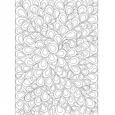 A zentangle composition based on 'Poke Root', overlapping teardrop shapes coloring page