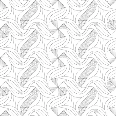 A zentangle composition based on the 'Bales' tile, overlapping square wave coloring page