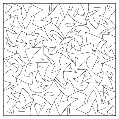 A zentangle composition inspired by 'Flux', a repeating arrow-like shape that coloring page