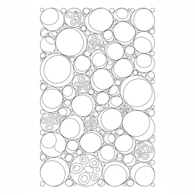 A zentangle composition inspired by 'Tipple', a dense filling of round bubbles coloring page