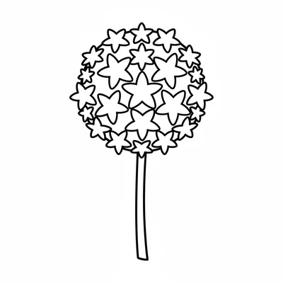 A simple allium, a large perfect sphere of flowers on a tall thick stem, no coloring page