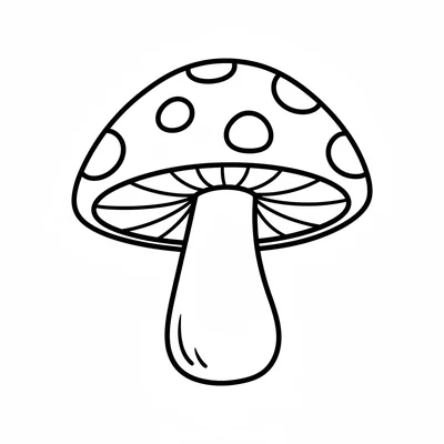 A simple amanita muscaria mushroom, the classic fairy tale red cap with white coloring page