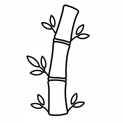 A simple bamboo stalk with 3 sections divided by thick node rings, 2 sets coloring page