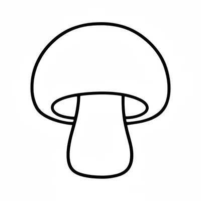 A simple button mushroom with a very round smooth white cap and a short thick coloring page