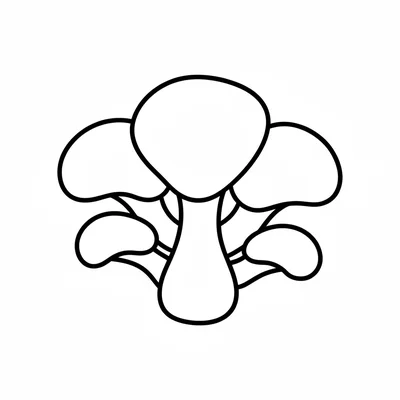 A simple chandelier mushroom, an oyster mushroom cluster with 5 fan-shaped caps coloring page