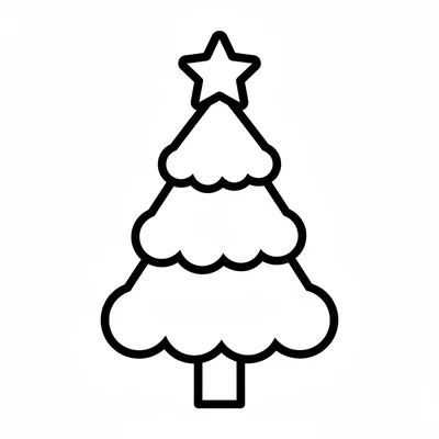 A simple Christmas tree, a triangle of 4 tiers of simple branches, each tier coloring page