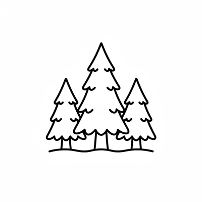 A simple mini forest scene with 3 tall pine trees of different heights coloring page