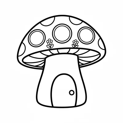 A simple mushroom house, a large bright red toadstool cap with white dot coloring page