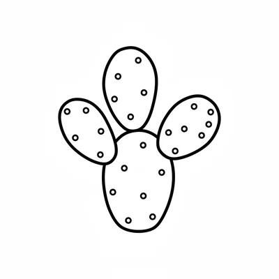 A simple prickly pear cactus with 2 large oval paddle segments growing coloring page
