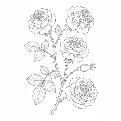 A rose garden herbarium page in Victorian botanical coloring page