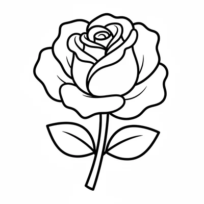A simple rose viewed from the side, 5 large overlapping petal shapes making coloring page