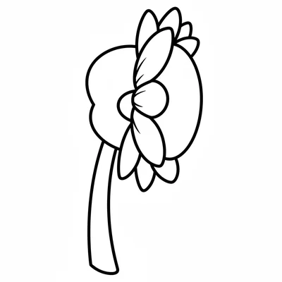 A simple sunflower head seen from the side, showing the large domed center coloring page