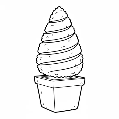 A simple topiary spiral, a round ball of shrub trimmed into a rising spiral coloring page