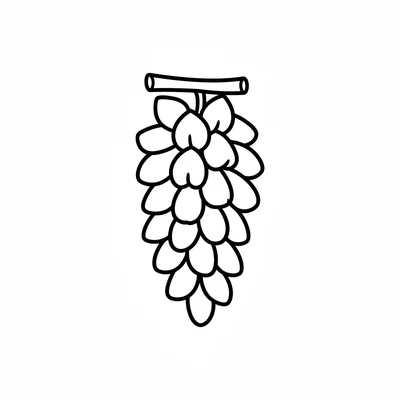 A simple wisteria cluster, a long drooping bunch of small oval flowers coloring page
