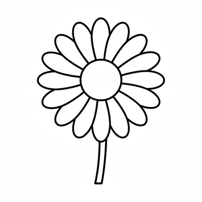 A simple zinnia with 16 narrow pointy petals radiating from a round center, all coloring page