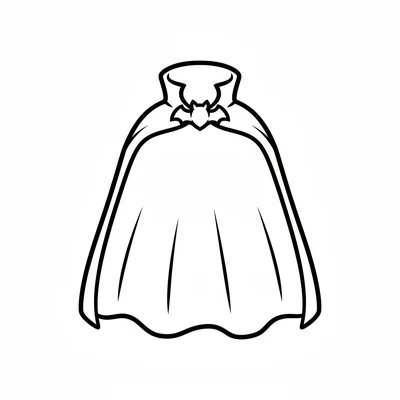 A cute cartoon Dracula cape, a full-length vampire cape spread wide with a high coloring page
