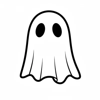 A simple ghost outline drawing with a classic sheet-ghost shape, round smooth coloring page