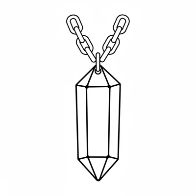 A simple pointed crystal pendant on a chain, a long elongated terminated coloring page