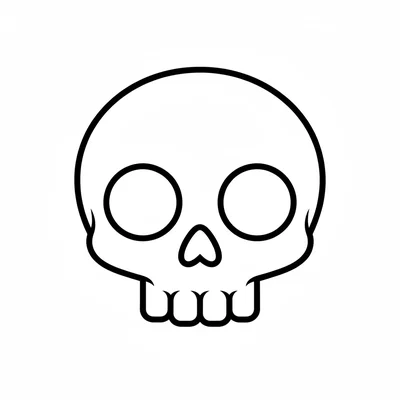 A simple round cute skull with two large round eye sockets, a simple coloring page