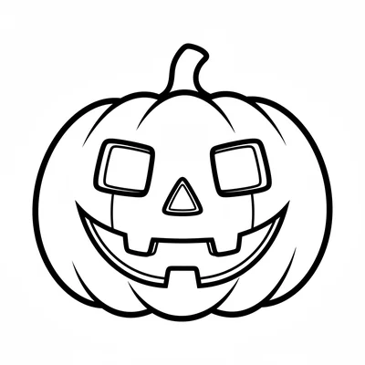 A simple round jack-o-lantern with a triangular nose, two square eyes coloring page