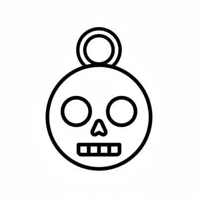 A simple round skull keychain shape with a ring at the top for the key ring coloring page