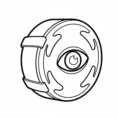 A simple round spell book, a chunky closed book with clasps on the cover edge coloring page