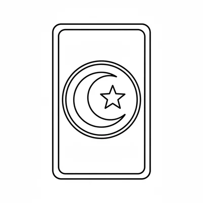 A simple round tarot card shape, a rectangular card with a round decorative coloring page