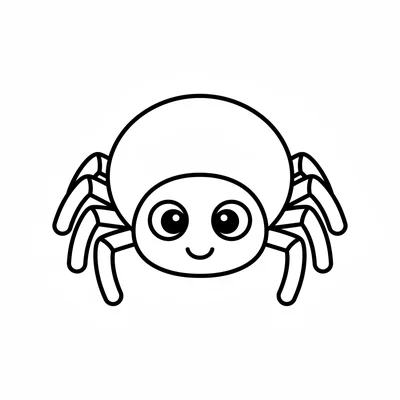 A single cartoon spider with a round body and eight bent legs, two large round coloring page