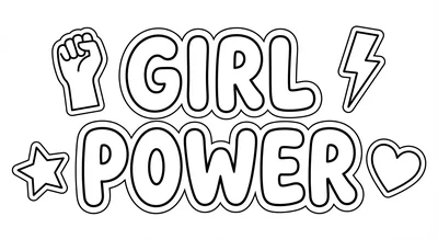 Render the exact text 'GIRL POWER' in Bubbly Rounded Sticke… coloring page