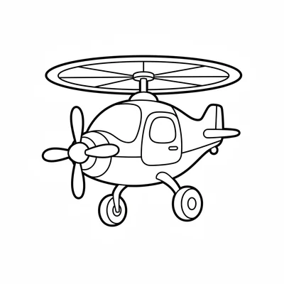 A simple autogyro with a large horizontal rotor above like a helicopter coloring page