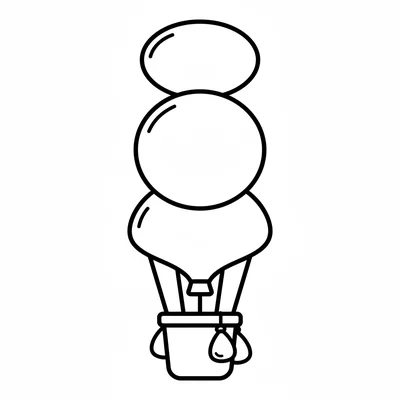 A simple double-decker balloon, a tall stack of 3 smaller balloons on top coloring page